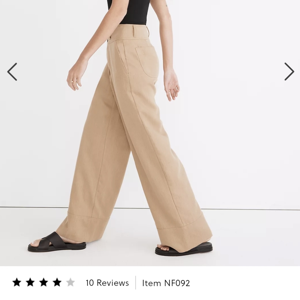 NWT Madewell Button-Front Cuffed Wide-Leg Pants in Travel Linen-Blend 4